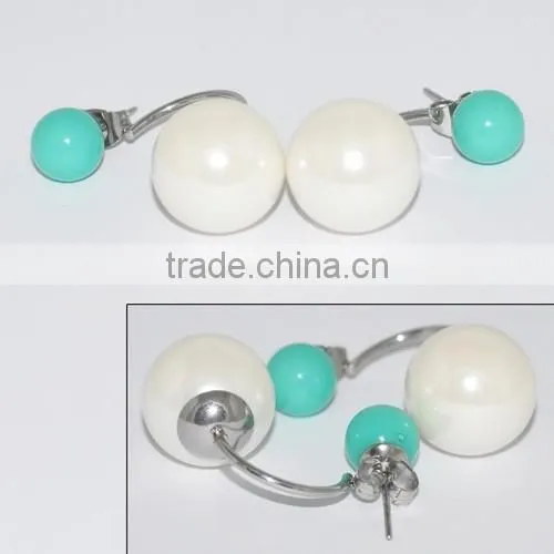 Fashion Stainless Steel Pearl Earring With Diamond Jewellery photo-5