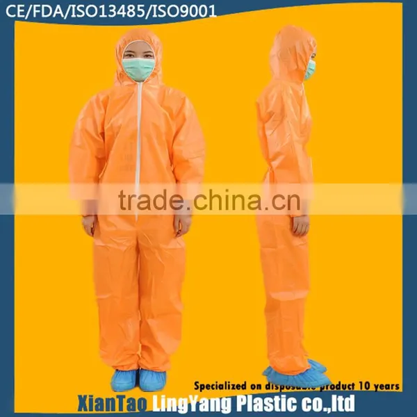 Waterproof Disposable Yellow/White/Blue Coverall With Hood photo-3