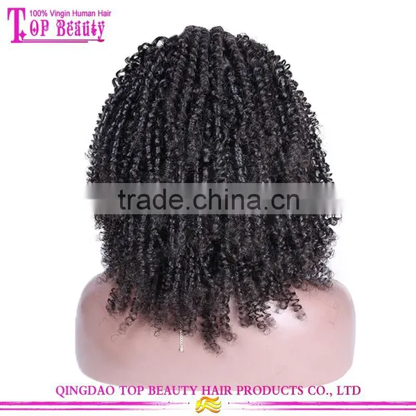 2016 Hot Sale Full Lace Curly Bob Wig 22inch 150% Density Natural Color Mongolian Hair Kinky Curly Wig for Black Women photo-6