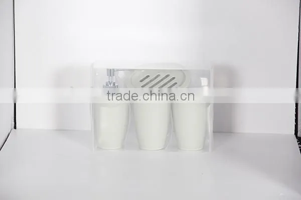 Elegant Plastic 4pcs Bathroom Set With Soap Dispenser photo-3