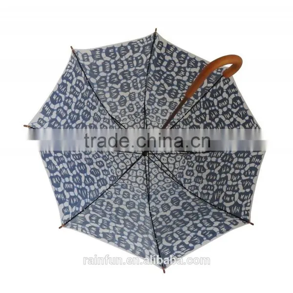 Wooden Shaft and Handle Automatic Open Long Umbrella photo-3