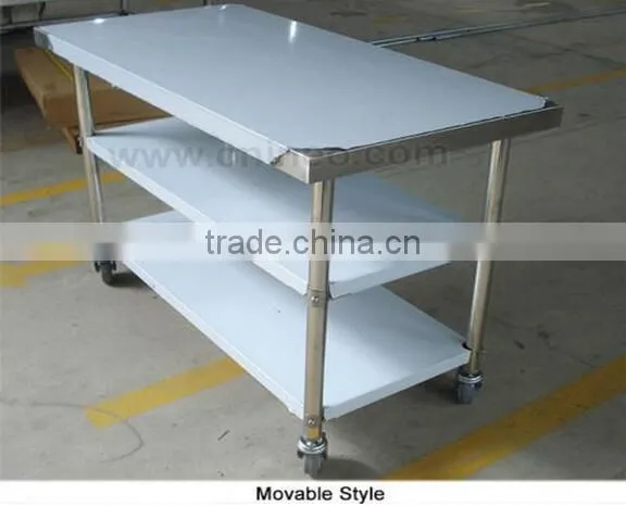 Restaurant Kitchen Heavy Duty Stainless Steel Work Table With Wheel And Under Shelf photo-5
