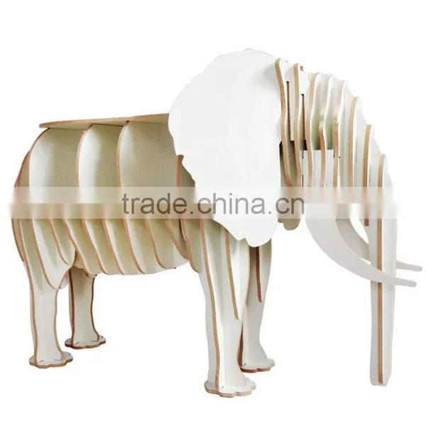 Puzzle Wood Craft Elephant Table Book Shelves Creative Animal Furniture photo-2