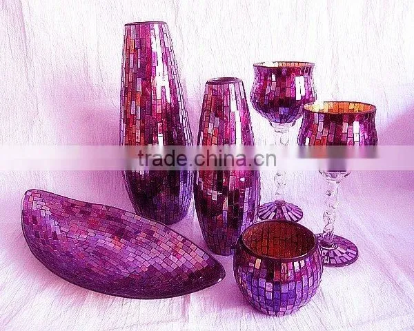 Good Quality Silver Mirror Mosaic Candle Holder photo-5