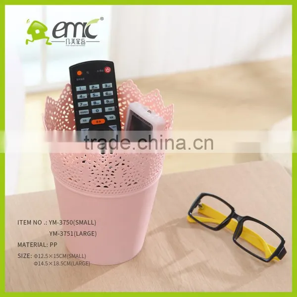 Wholsale Round Plastic Desktop Flower Pot/mini Storage Bucket Lace Hollow Style photo-5
