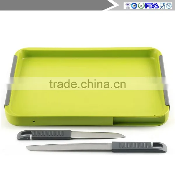 High Quality Block,Unique Double Sided, With Free 2-Piece Knife,Non Slip Design,Green,Great for Kitchen photo-2
