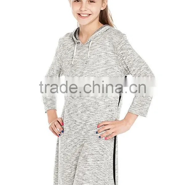 Kids Apparel Wholesale High Quality Custom Plain Blank Sports Spring Girls Long Sleeve Hoodie Dress China Suppliers photo-2
