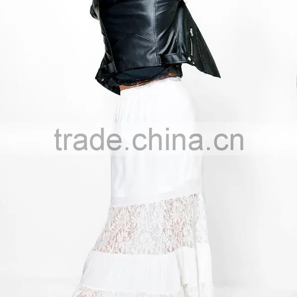 Party Wear Long Tiered Dance Skirts Lace Panelled Tassel Tie Bohemian Maxi Skirts Wholesale photo-4