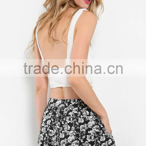 Tribal Woven Floral Crochet Crop Top photo-2