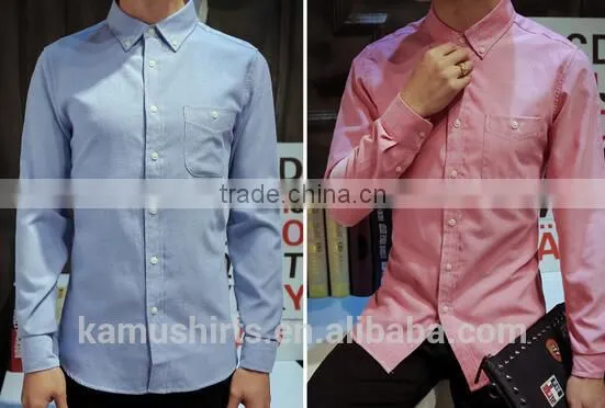 Button Down Collar Mens Oxford Shirts Slim Fit Casual Dress Shirts photo-3