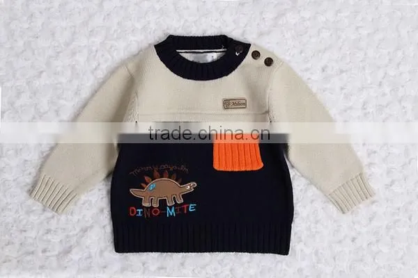 Dinosaur Design Baby Pullover Modern Patchwork Knitting Sweater photo-3