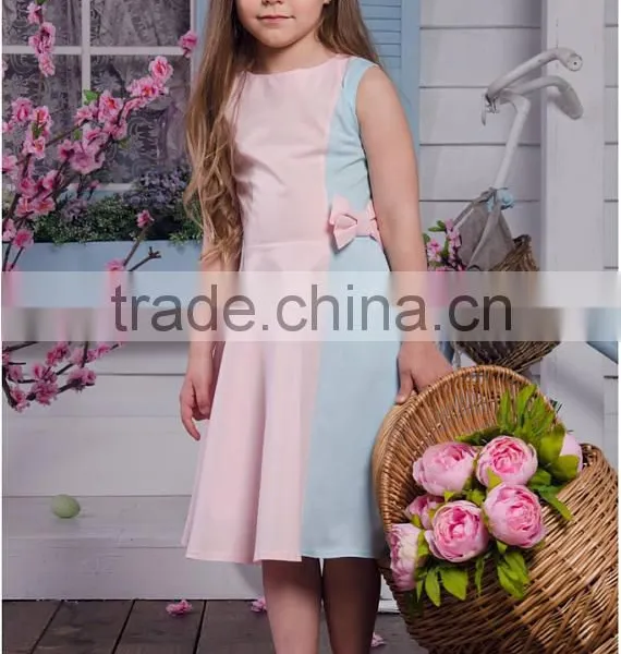 Hot Selling Summer New Frock Design Pink and Blue Mother Daughter Matching Dress photo-3