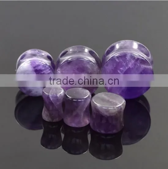 2017 Hot Amethyst Flare Plug With O Ring Natural Stone Ear Plug photo-3