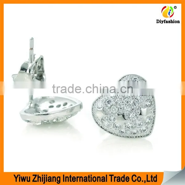 2017 New Fashion Inlay Zircon Platinum Plating Love Heart Five-pointed Star Earrings photo-3