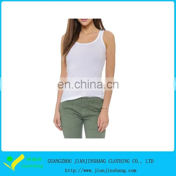 Slim Fitted Solid White Color Compression Sports Gym Tank Top For Women