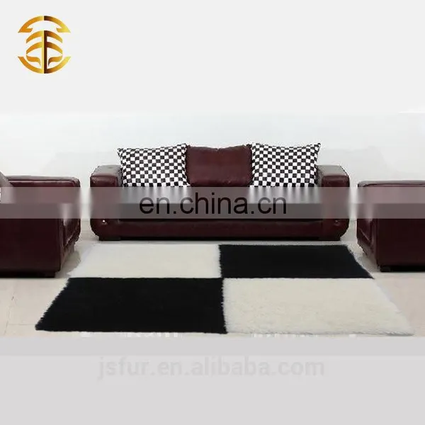 2017 Wholesale Colorful Black White Sheepskin Carpet Rug