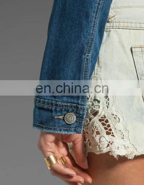 Wholesale Long Sleeve Denim Jacket Button Wash Light Blue Oversize Women Denim Jacket photo-5