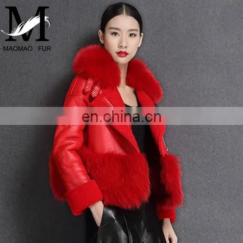 Modern New Style Real Fox Fur Collar Jacket Fashion Mongolian Lamb Skin Fur Coat photo-4