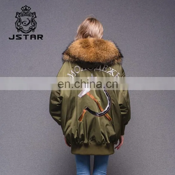 Best Warm Bomber Down Jacket With Raccoon Fur Collar photo-4