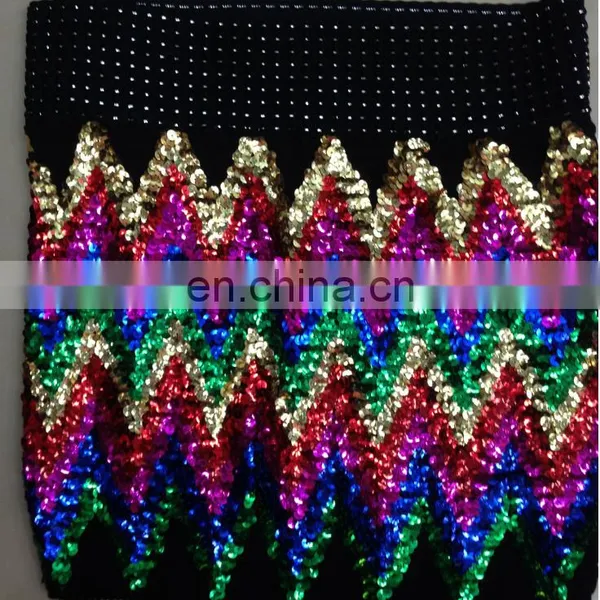 2015 Fitted Hot Ladies Zig Zag Mini Short Sequins Skirt photo-3