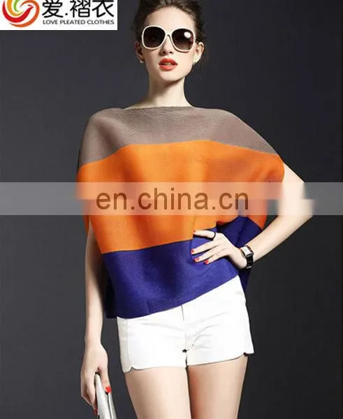 Hot China Women Clothes Factory Wolesale Pleated Clothes Stripe Clothes