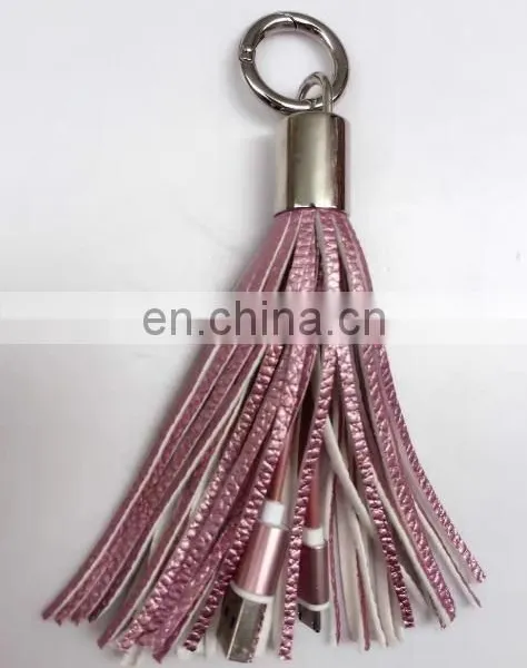 Cheap Wholesale Leather Tassels Keychain With USB Wire photo-4
