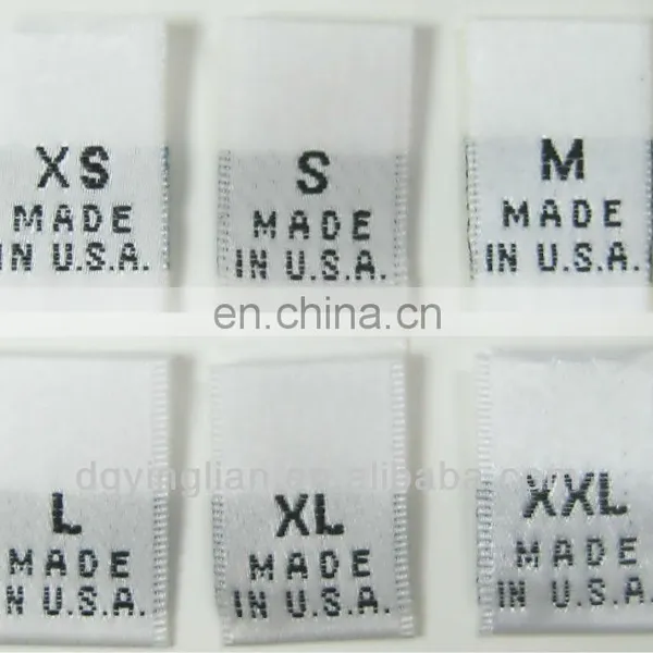 Centrefold WHITE WOVEN CLOTHING LABELS MADE IN USA SIZE TAGS in XS S M L XL XXL