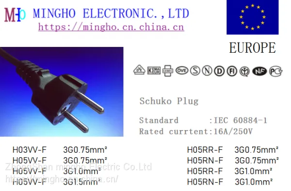 EU 3 PINS PLUG 、SCHUKO PLUG