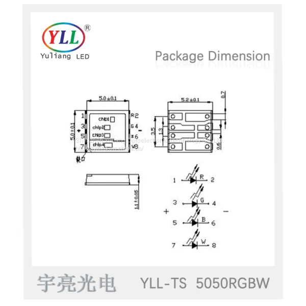 0.3w 0.4w Epistar Cree Chip 4 in 1 8pin Rgbw Led Chip Smd photo-3