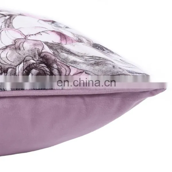Purple Printed Rose Square Cotton Liner Pillows Case Soft Throw Pillow photo-7