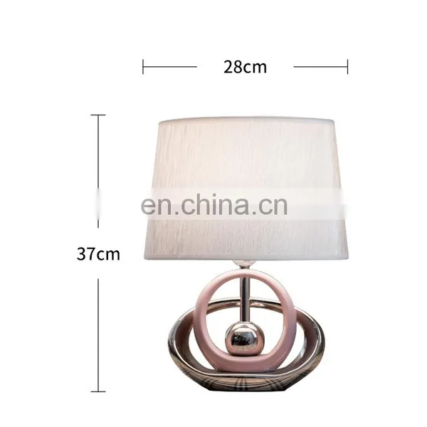 Korea Simple Modern Custom Table Decoration Oval Shape Reading Light Porcelain Base Pink Desk Lamp for Hotel Bedside photo-5