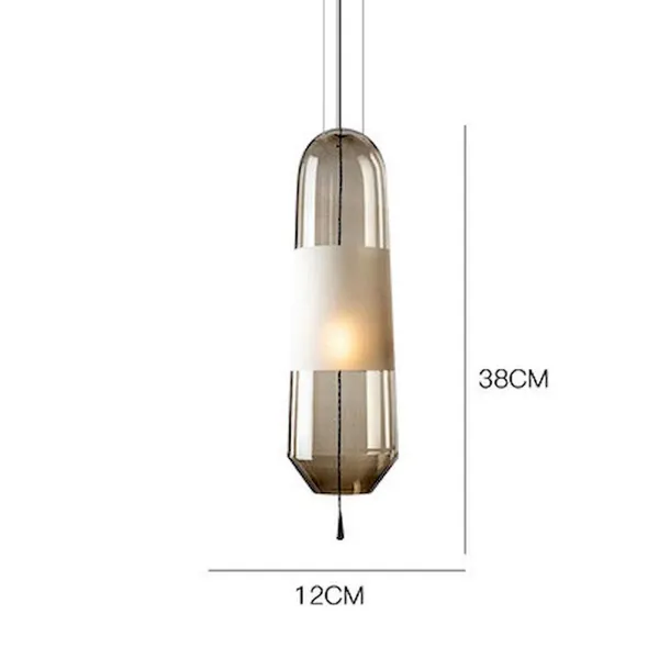 Capsule Glass Pendant – Frosted Band, Amber/Grey/Clear, G9 5W photo-3