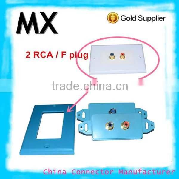 2RCA Connector Electrical Socket Waterproof Panel Decorative Plates for Walls