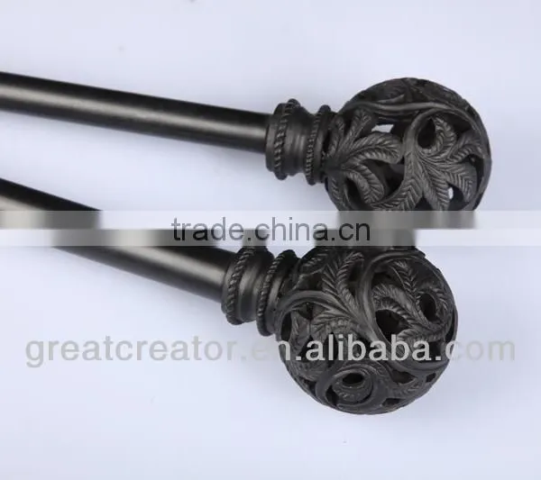 High End Curtain Rods With Decorative Open Work Ball Curtain Finials photo-6