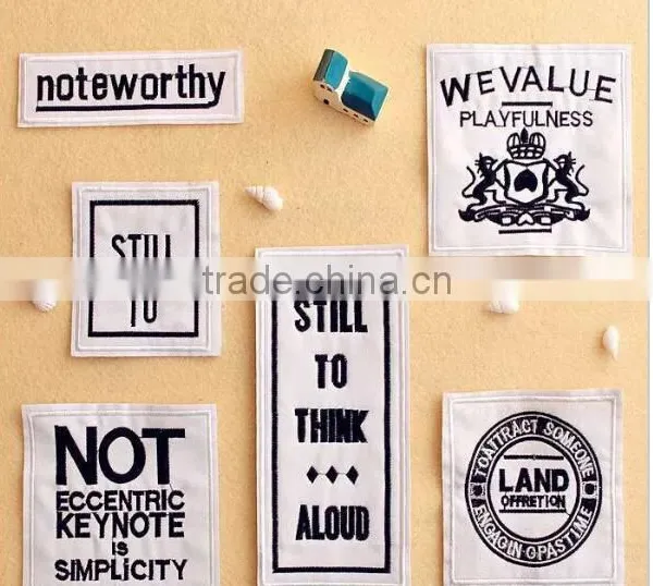 Letter Down Coat Trademark Woven Label Embroidered Patches Cartoon Motif Applique Embroidery Accessory