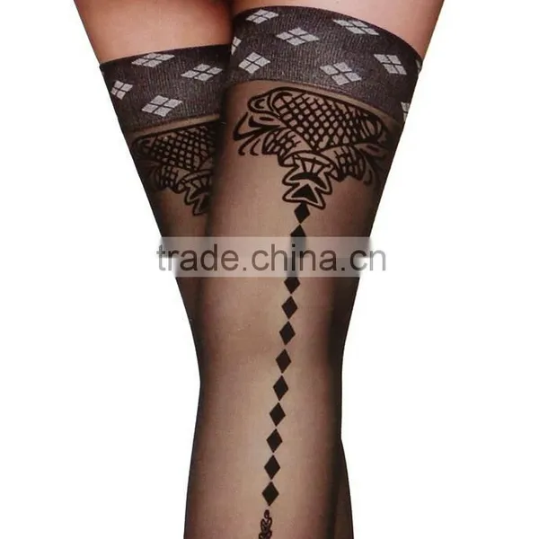 Women's Sexy Lace Printed Thigh High Top Silk Stockings Quality Choice photo-2