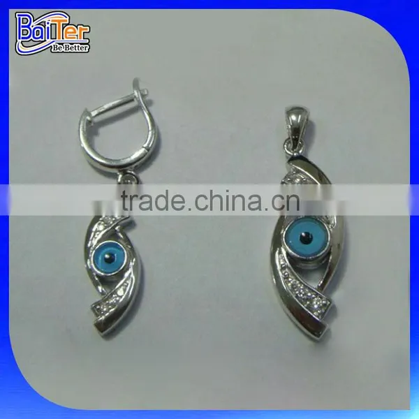 Wholesale Custom Turkish Jewelry Set 925 Sterling Silver Blue Glass Evil Eye Pendant photo-4