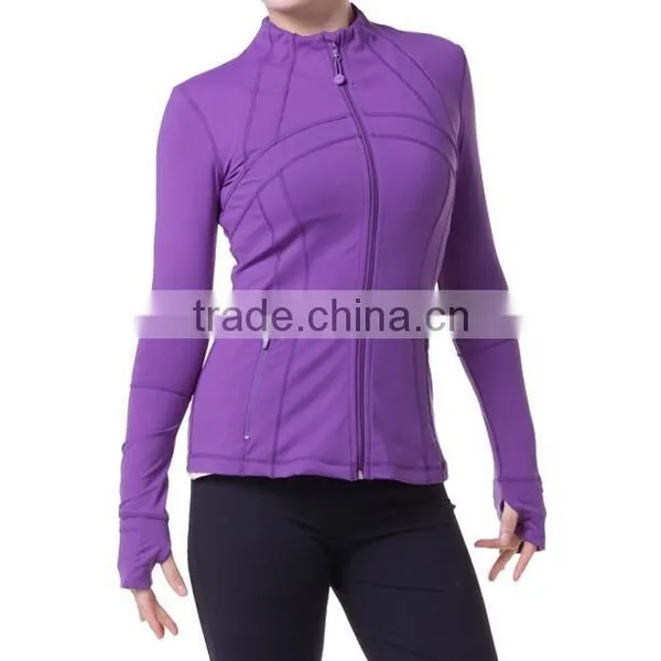 2015 Unique Design Ladies 87% Supplex 13% Lycra Workout Clothing Sexy Fitness Yoga Jacketss for Women