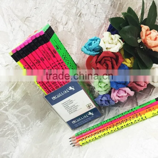 Standard Size Round Shape Soft Wood 72pcs Neon Body Heat Rolling HB Pencil With Eraser photo-2