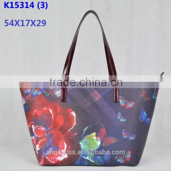 2015 New Fashion Printing pu Leather Ladies Tote Bag photo-3