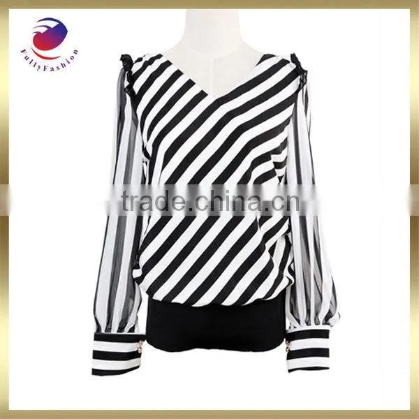 Strips Fashion Blouse and Skirt