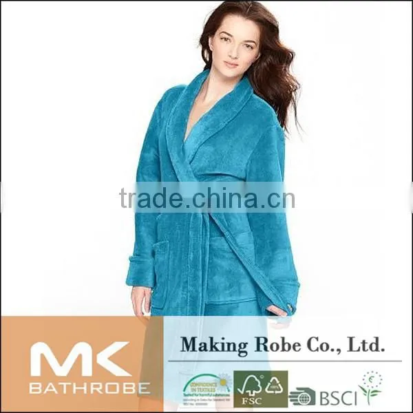 100% Polyester Lady Pink Coral Fleece Cheap Bathrobe Wholesale Bathrobe photo-3