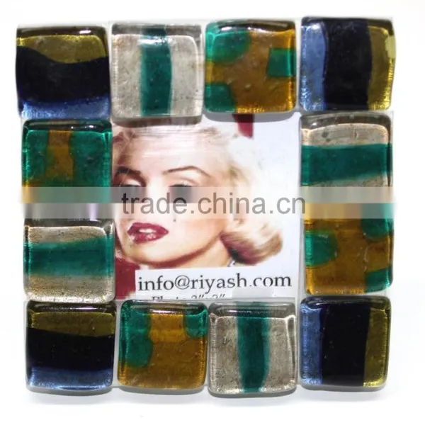 Hand Made Glass Tiles Ftd. Murano Inspired Designer Photo Frame - Photo 4" x 4" ( Opening : 2" x 2")