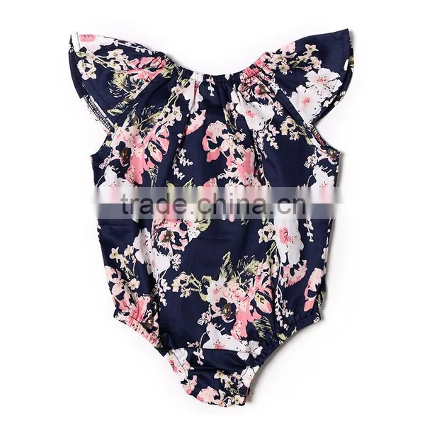 New Design Cotton Boutique Clothing Little Girls Flower Jumpsuit Summer Baby Girls Beach Romper photo-2