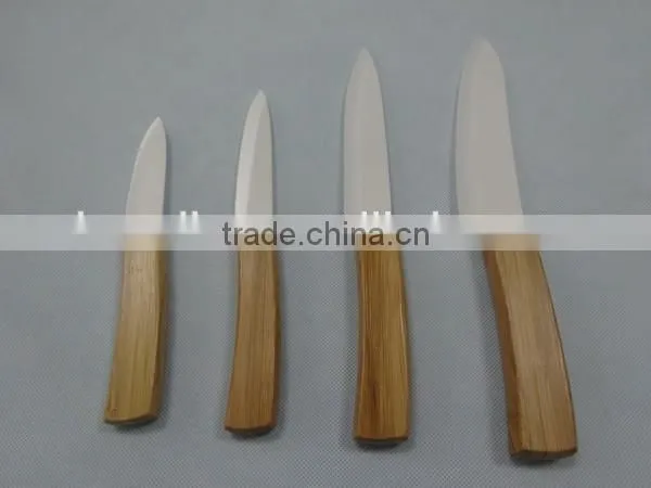 Bamboo Handle Ceramic Blade Knife Set in PP Strip Holder photo-2