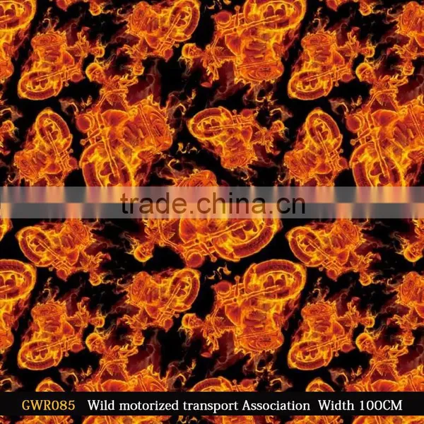 2016 Width 100cm GWR081 Flaming Skull Pattern Hydrographics Film Pva Water Transfer Printing Film photo-2