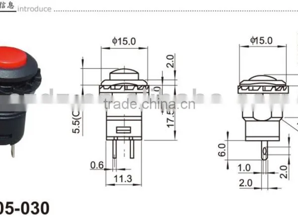 Waterproof Push Button Switch 0.3A 50V Switch,Red Button Push Switch N/O 3V 6V 9V 12V 24V Momentary Type 4 Car Boat photo-4
