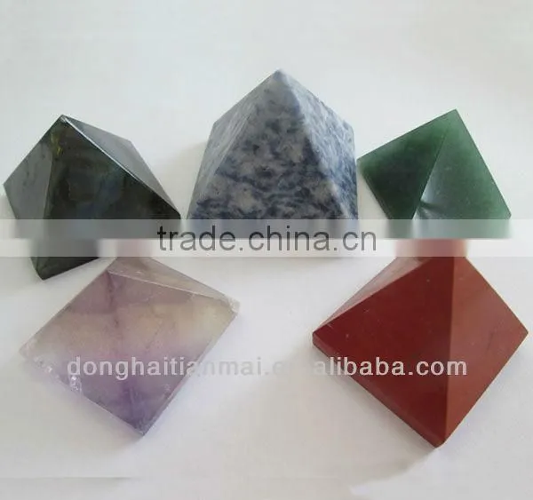 Natural Fluorite Gemstone Carving Pyramids / Wholesale Fluotire Pyramids photo-2