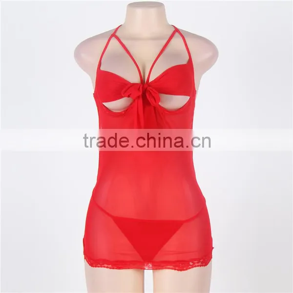 Popular Design Spandex Red Color Girls Sexy Nightwear 2016 Sexy Plus Size Lingerie photo-4