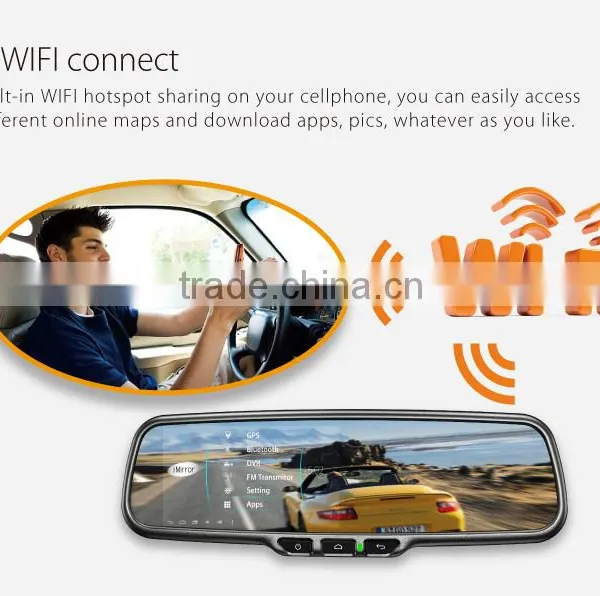 Android Rear View Mirror Quad Core Gps Navigation Bluetooth Touch Screen Rear View Mirror Support 3G photo-3